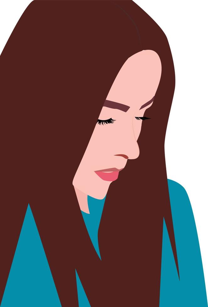 chica con pelo rojo, ilustración, vector sobre fondo blanco.