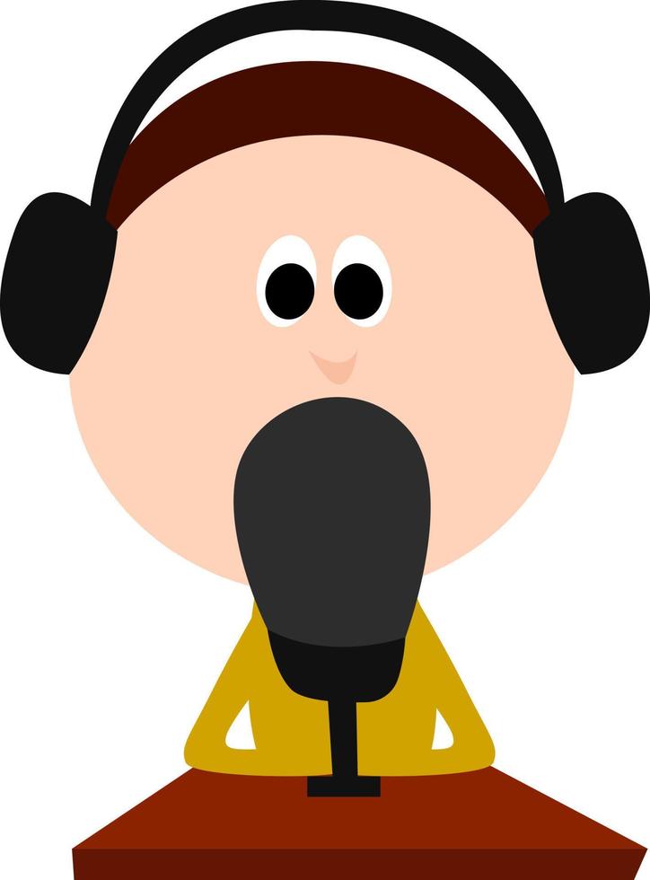 Radio host, illustration, vector on white background.