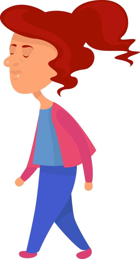 Girl with a pink jacket , illustration, vector on white background