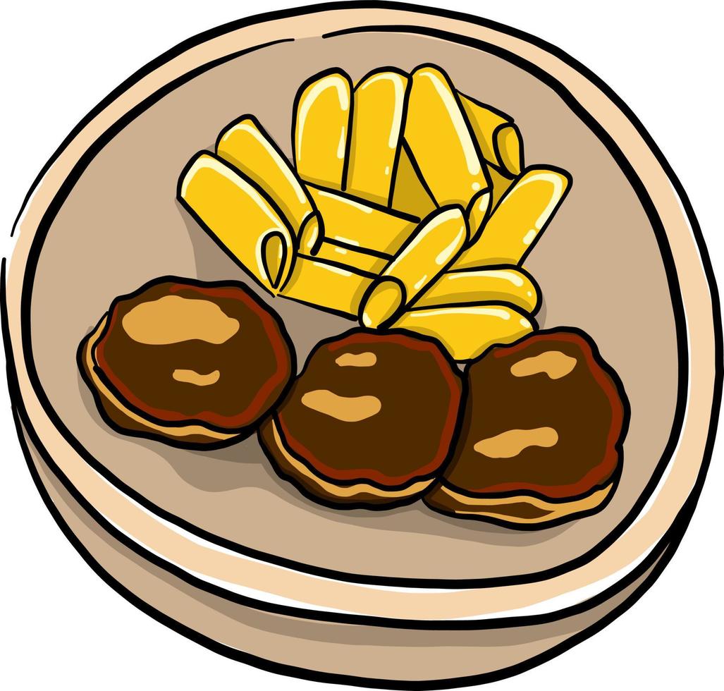 Pasta cutlets, illustration, vector on white background