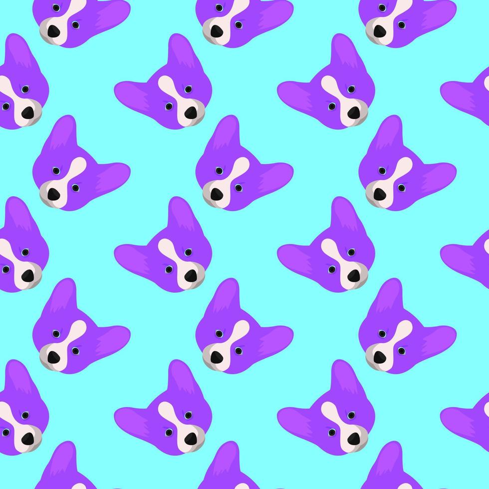 perro violeta, patrón sin costuras sobre fondo azul. vector