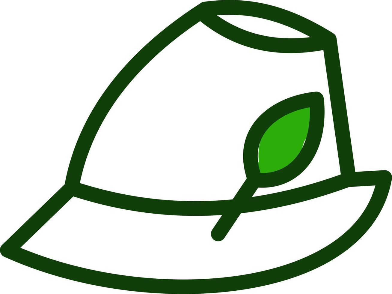 Hat with green leaf, illustration, on a white background. vector