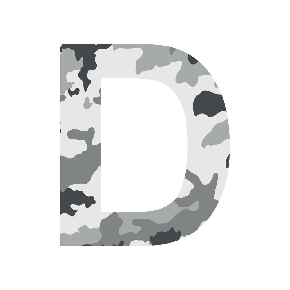 English alphabet letter D, khaki style isolated on white background - Vector