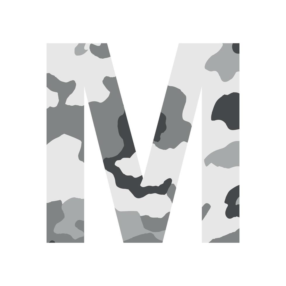 English alphabet letter M, khaki style isolated on white background - Vector