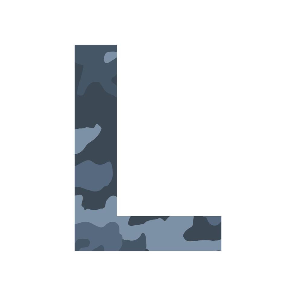 English alphabet letter L, khaki style isolated on white background - Vector