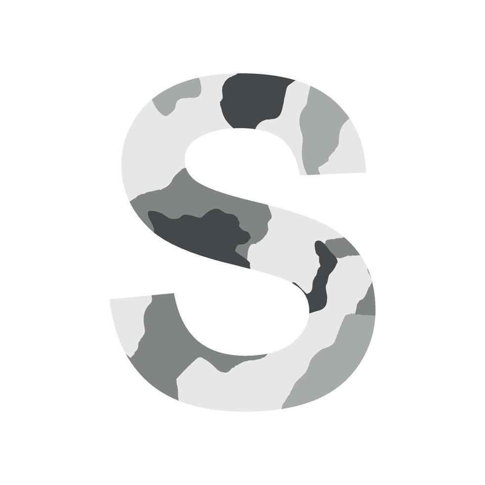 English alphabet letter S, khaki style isolated on white background - Vector