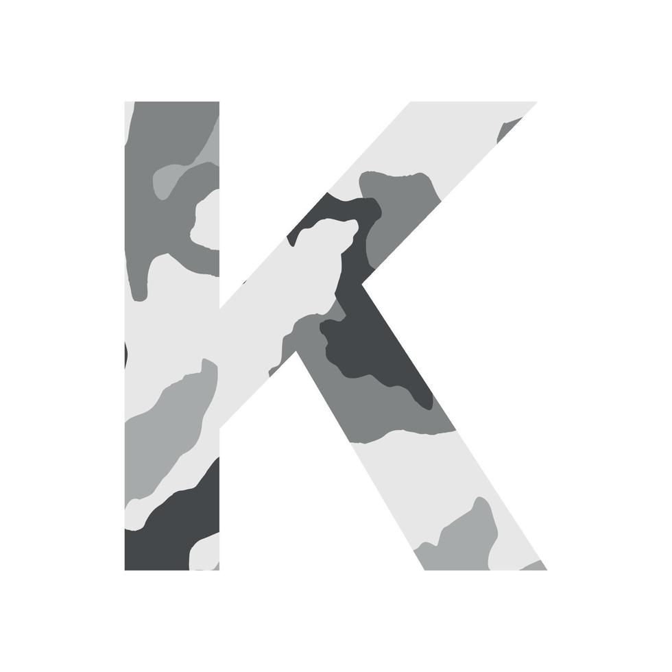 English alphabet letter K, khaki style isolated on white background - Vector