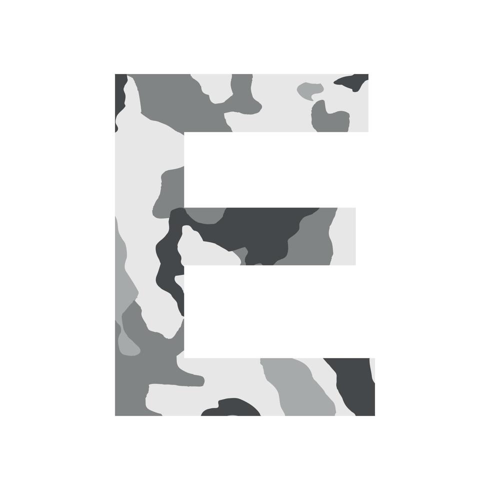 English alphabet letter E, khaki style isolated on white background - Vector