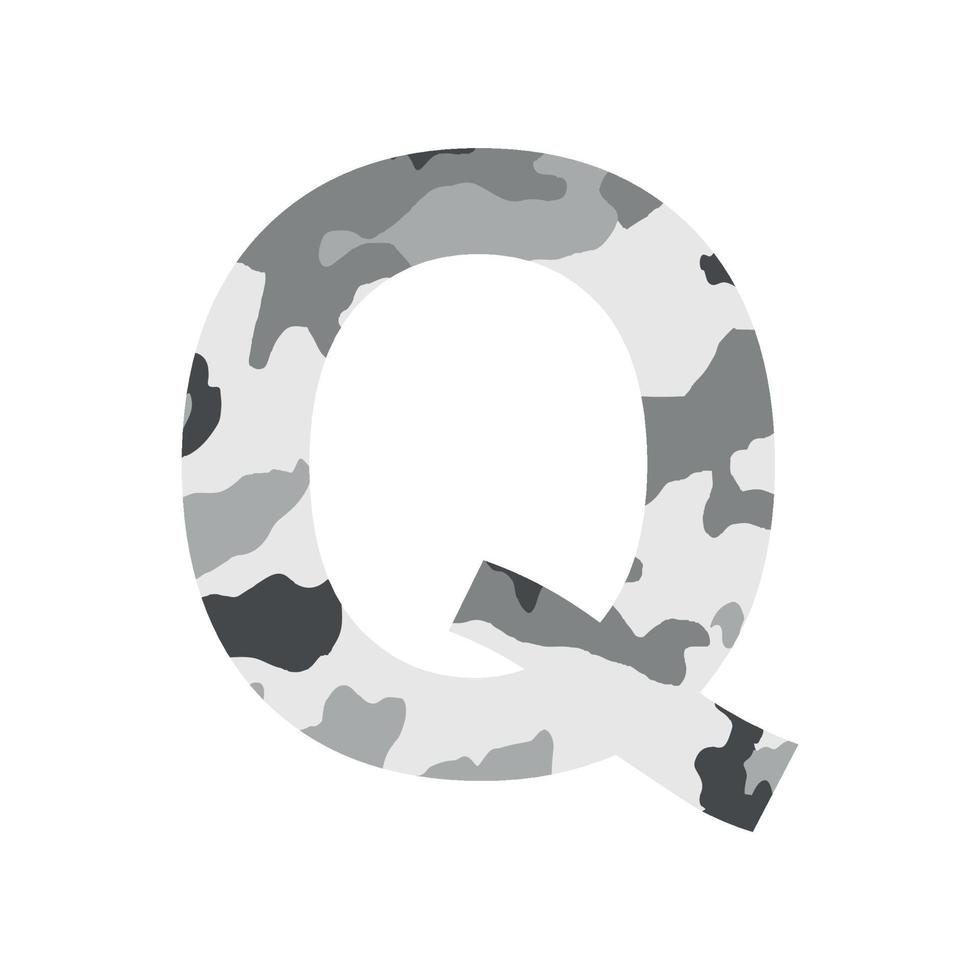 English alphabet letter Q, khaki style isolated on white background - Vector