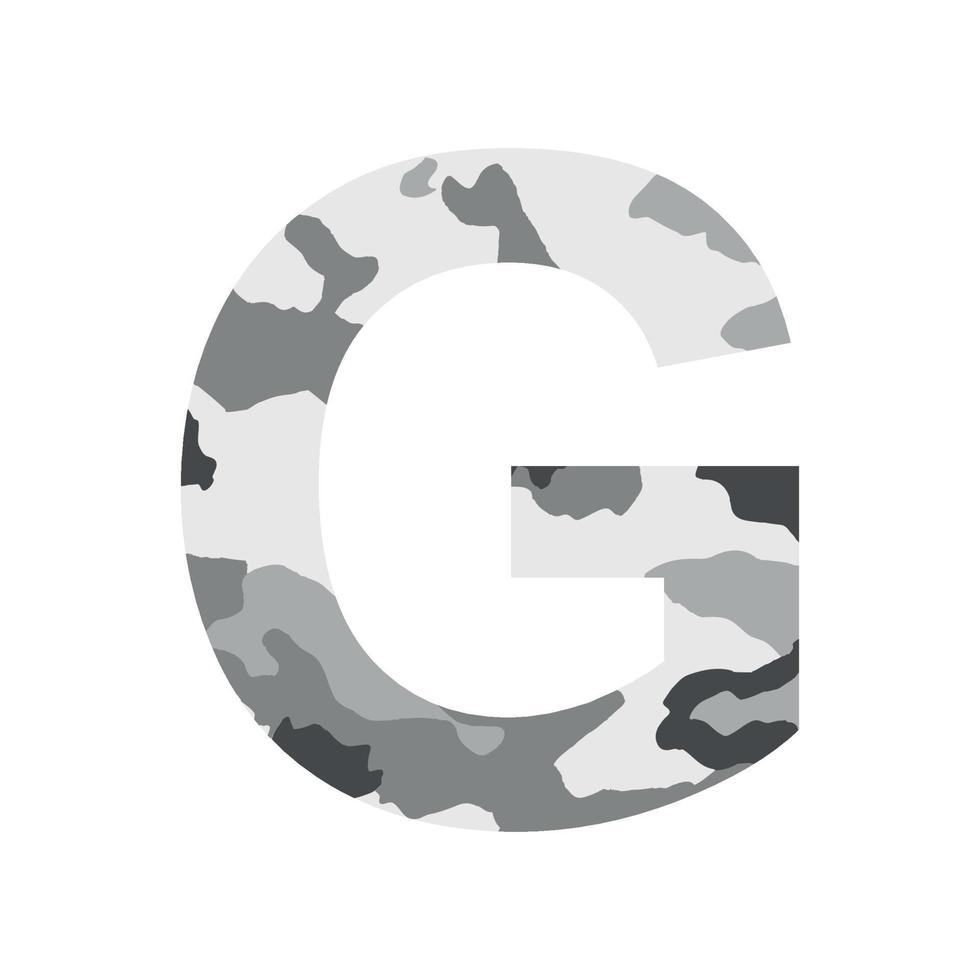 English alphabet letter G, khaki style isolated on white background - Vector