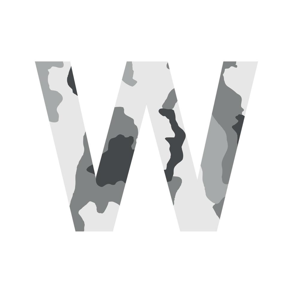 English alphabet letter W, khaki style isolated on white background - Vector