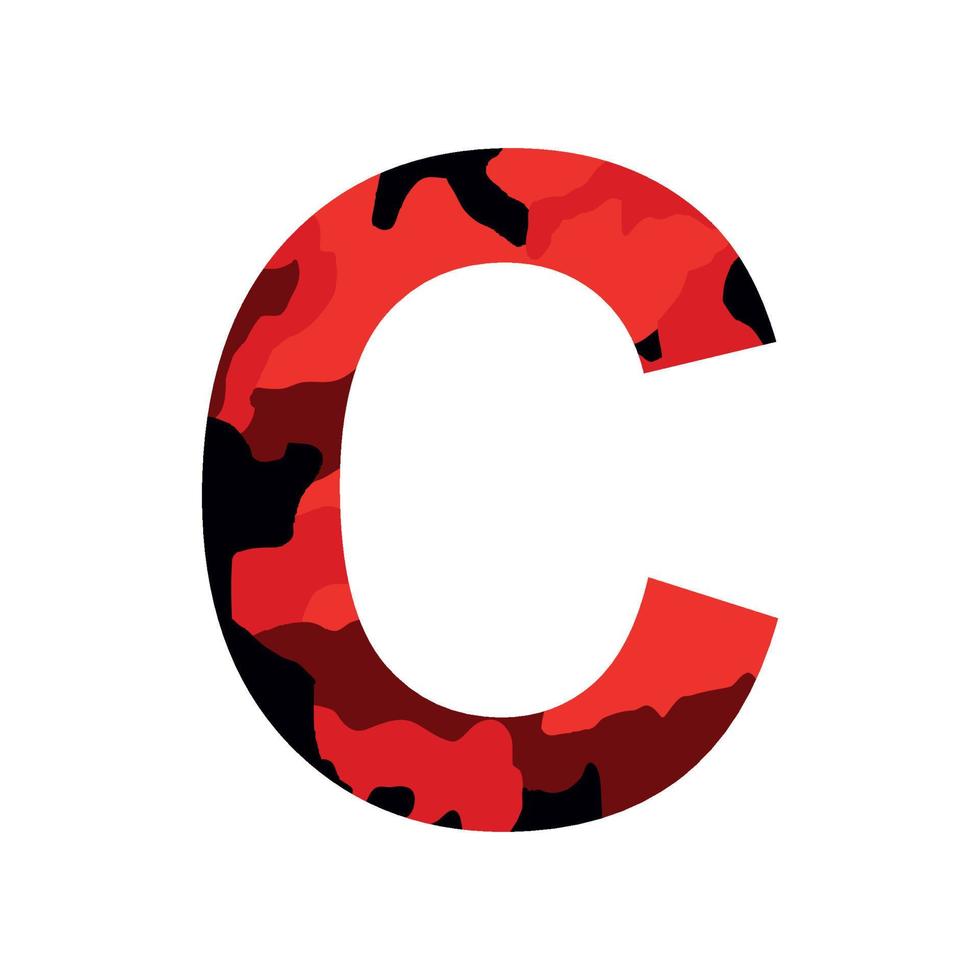 English alphabet letter C, khaki style isolated on white background - Vector