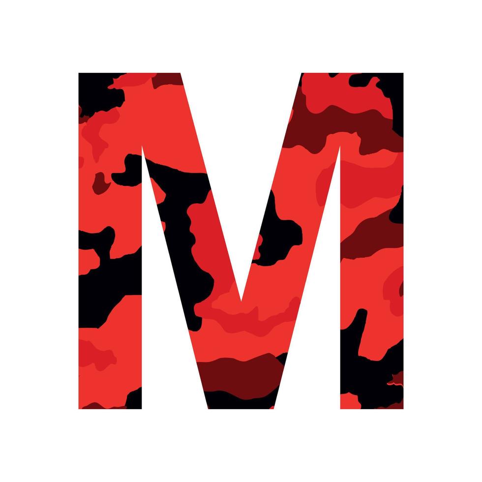 English alphabet letter M, khaki style isolated on white background - Vector