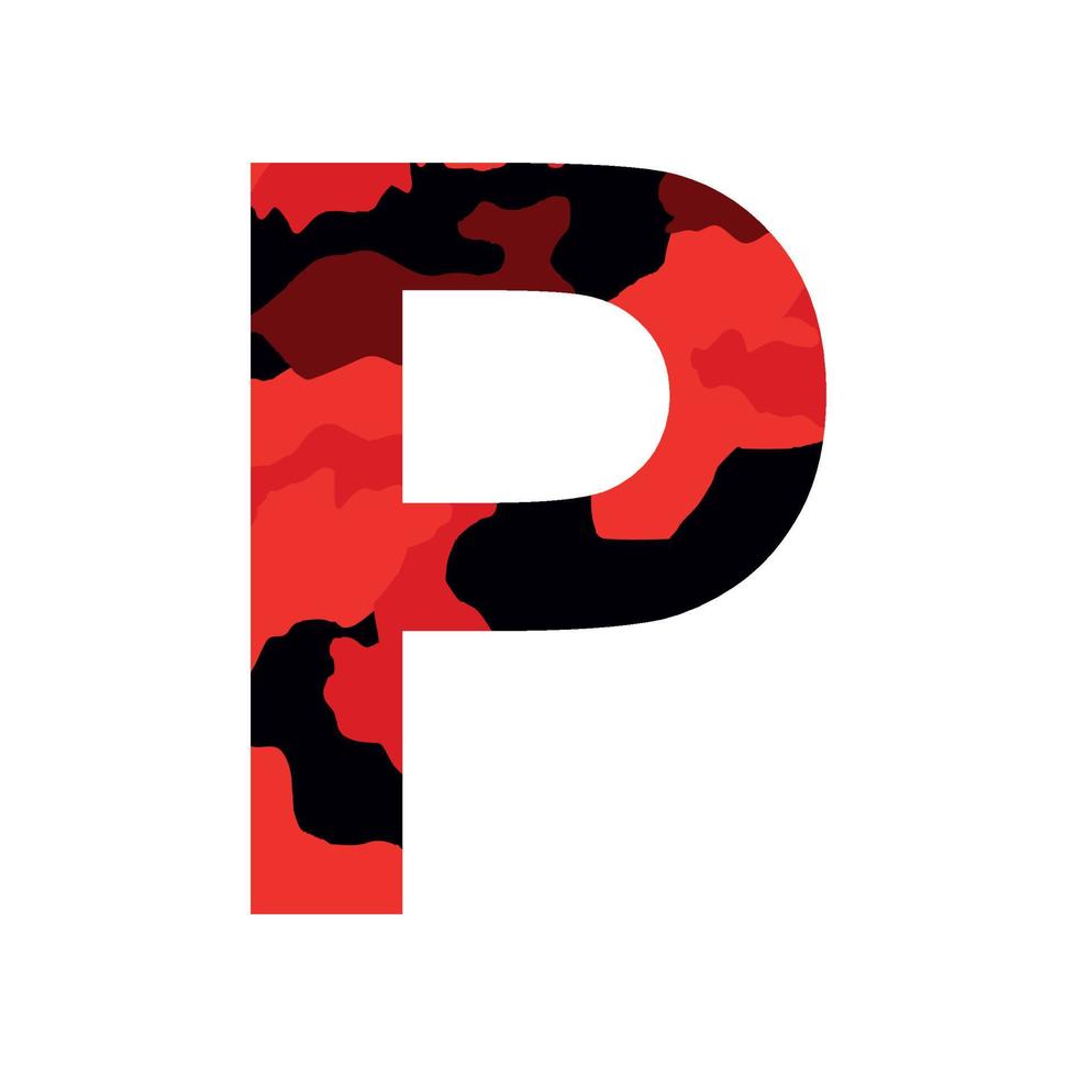 alfabeto inglés letra p, estilo caqui aislado sobre fondo blanco - vector