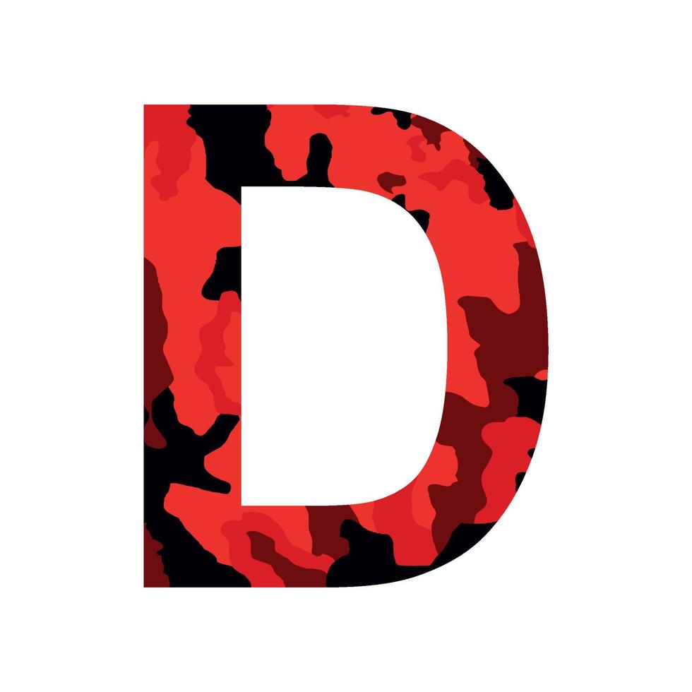 English alphabet letter D, khaki style isolated on white background - Vector