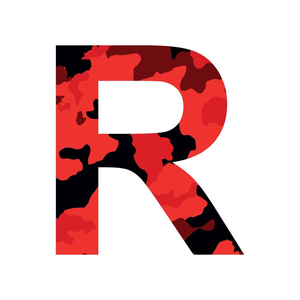 English alphabet letter R, khaki style isolated on white background - Vector