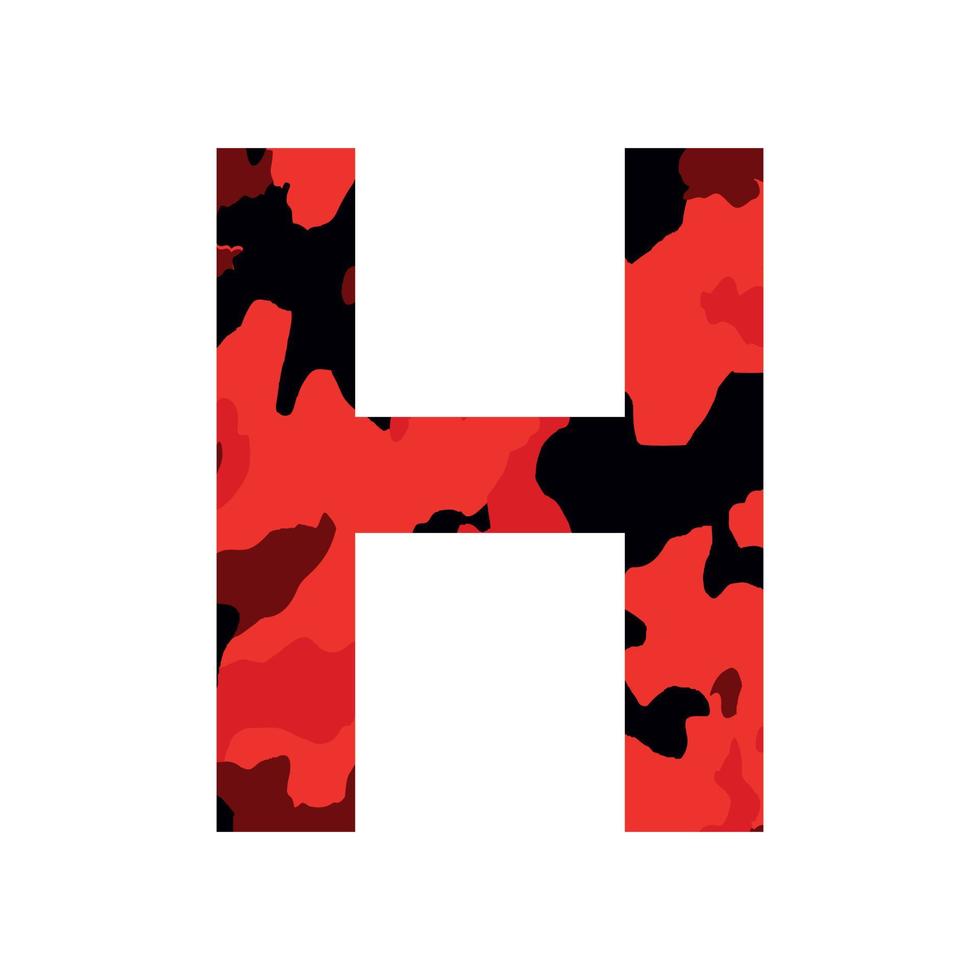 English alphabet letter H, khaki style isolated on white background - Vector