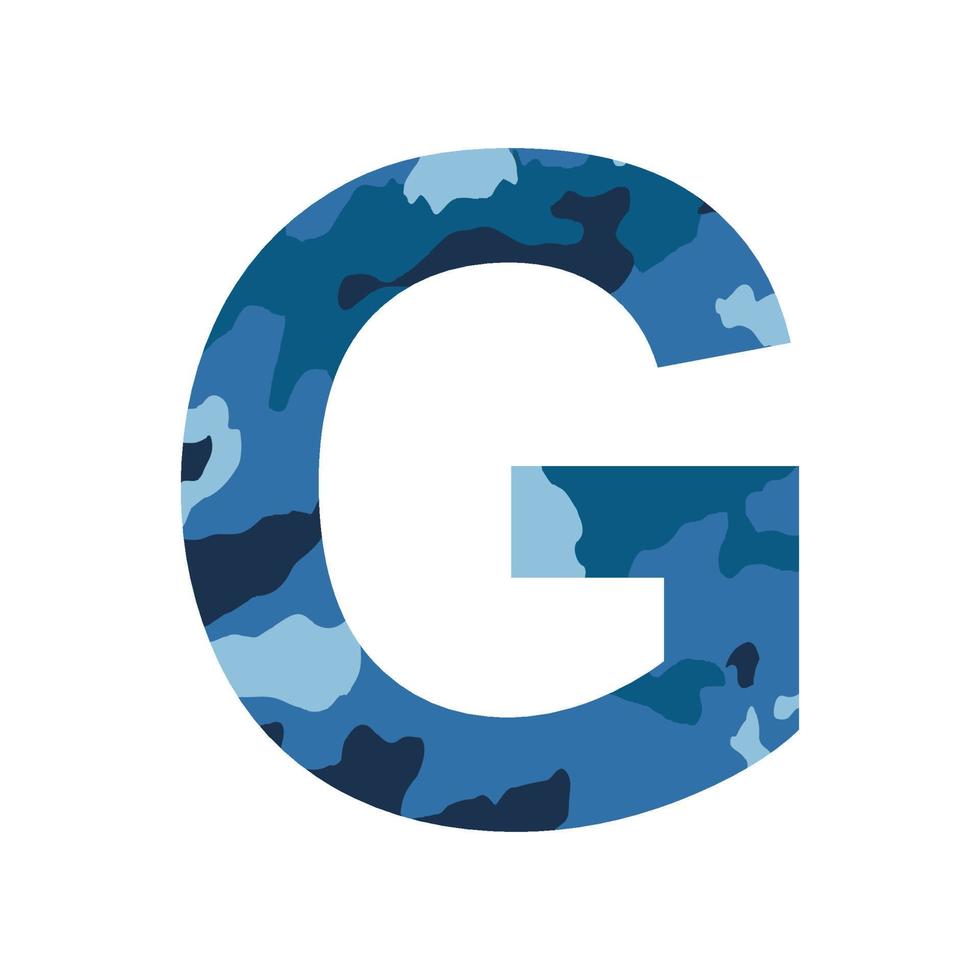 English alphabet letter G, khaki style isolated on white background - Vector