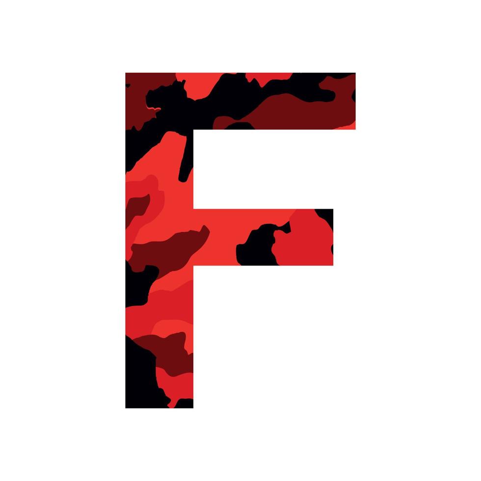 English alphabet letter F, khaki style isolated on white background - Vector