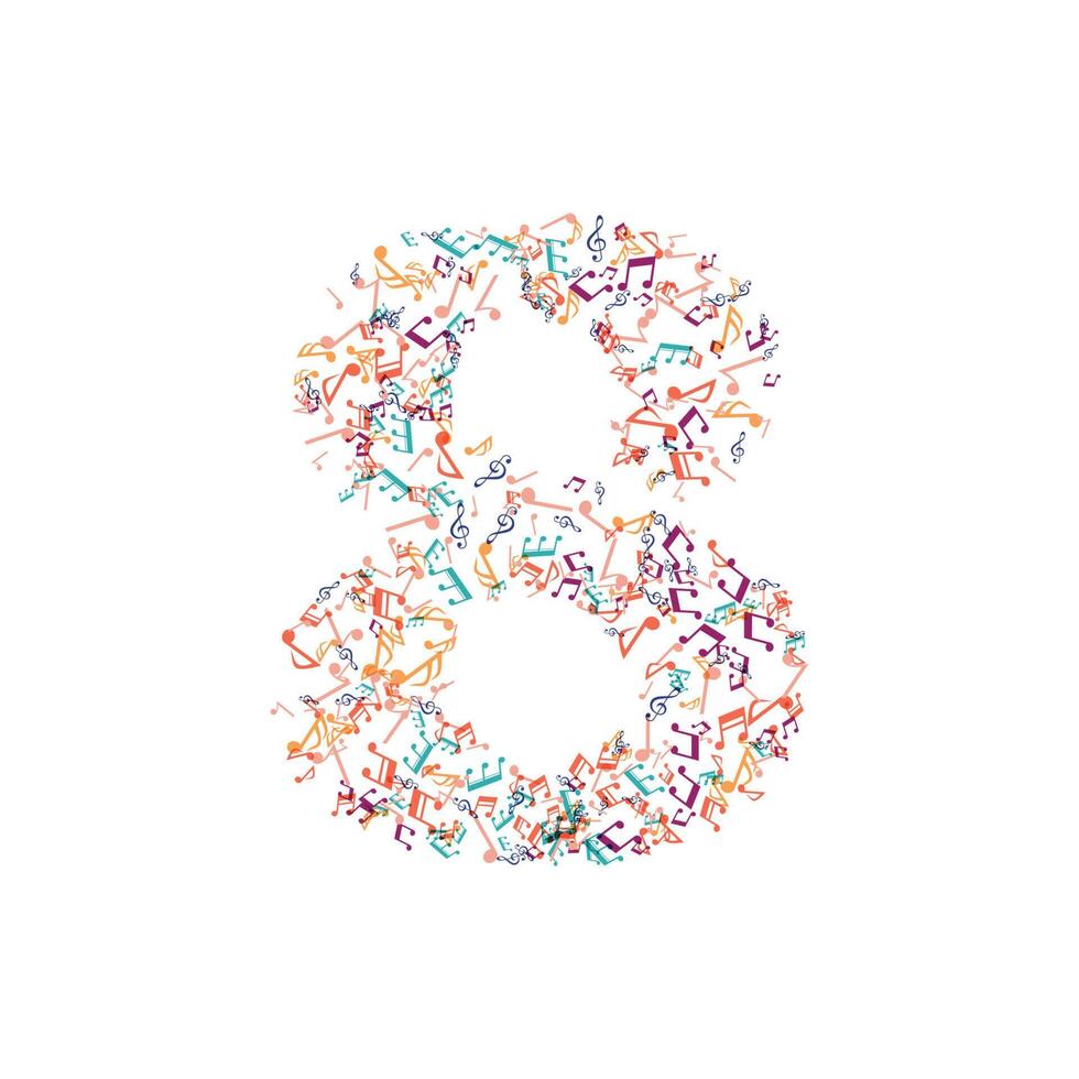 decorative music note NUMBER 8 vector