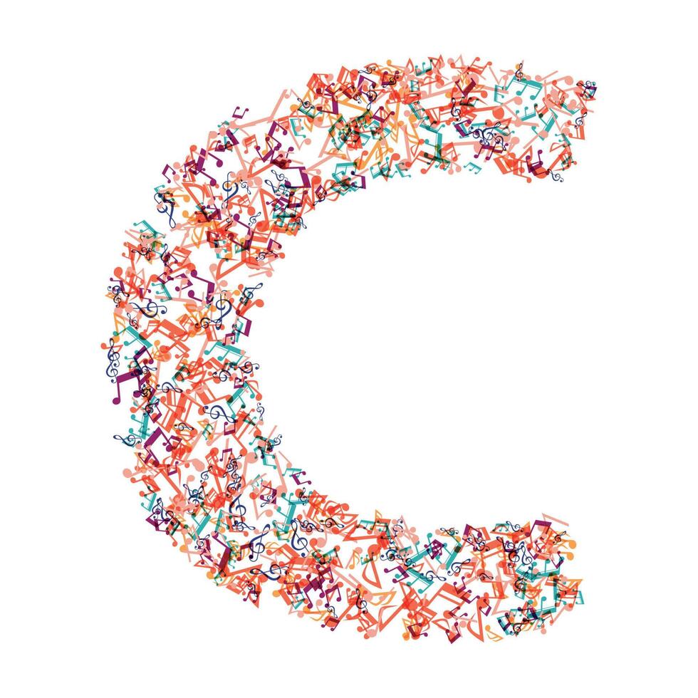 decorative music note letter c vector