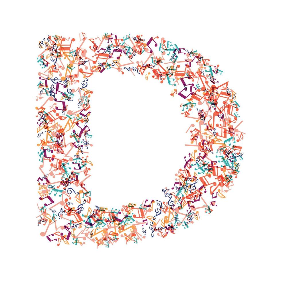 decorative music note letter D vector