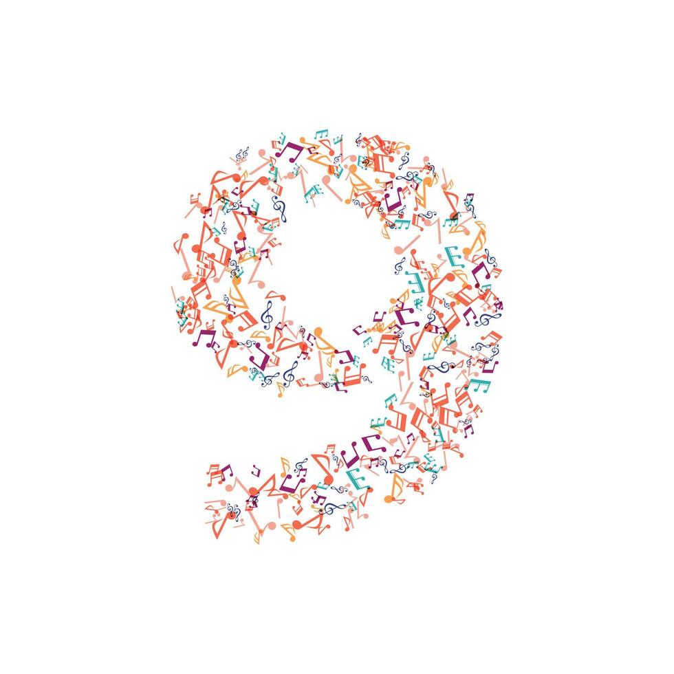 decorative music note number 9 vector