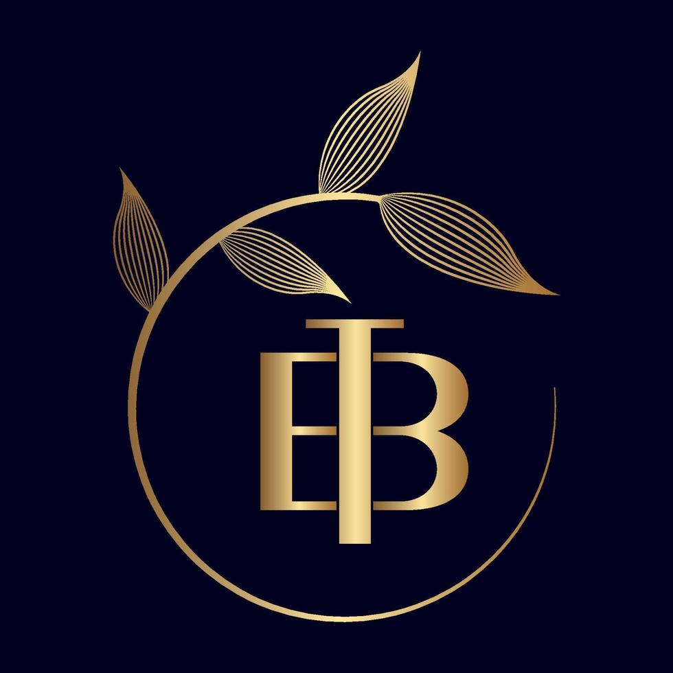 logotipo de hoja de lujo bt o tb vector