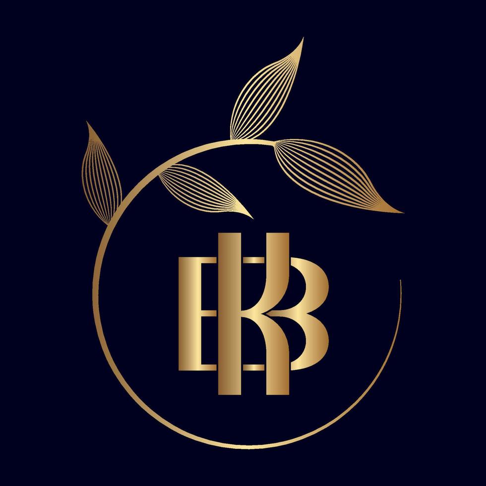 BK or KB luxury leaf logo vector