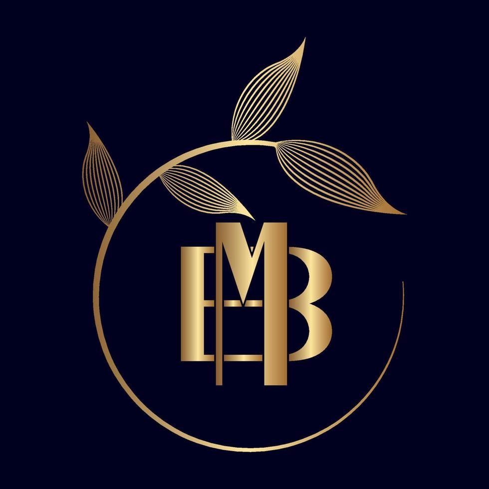 logotipo de hoja de lujo bm o mb vector