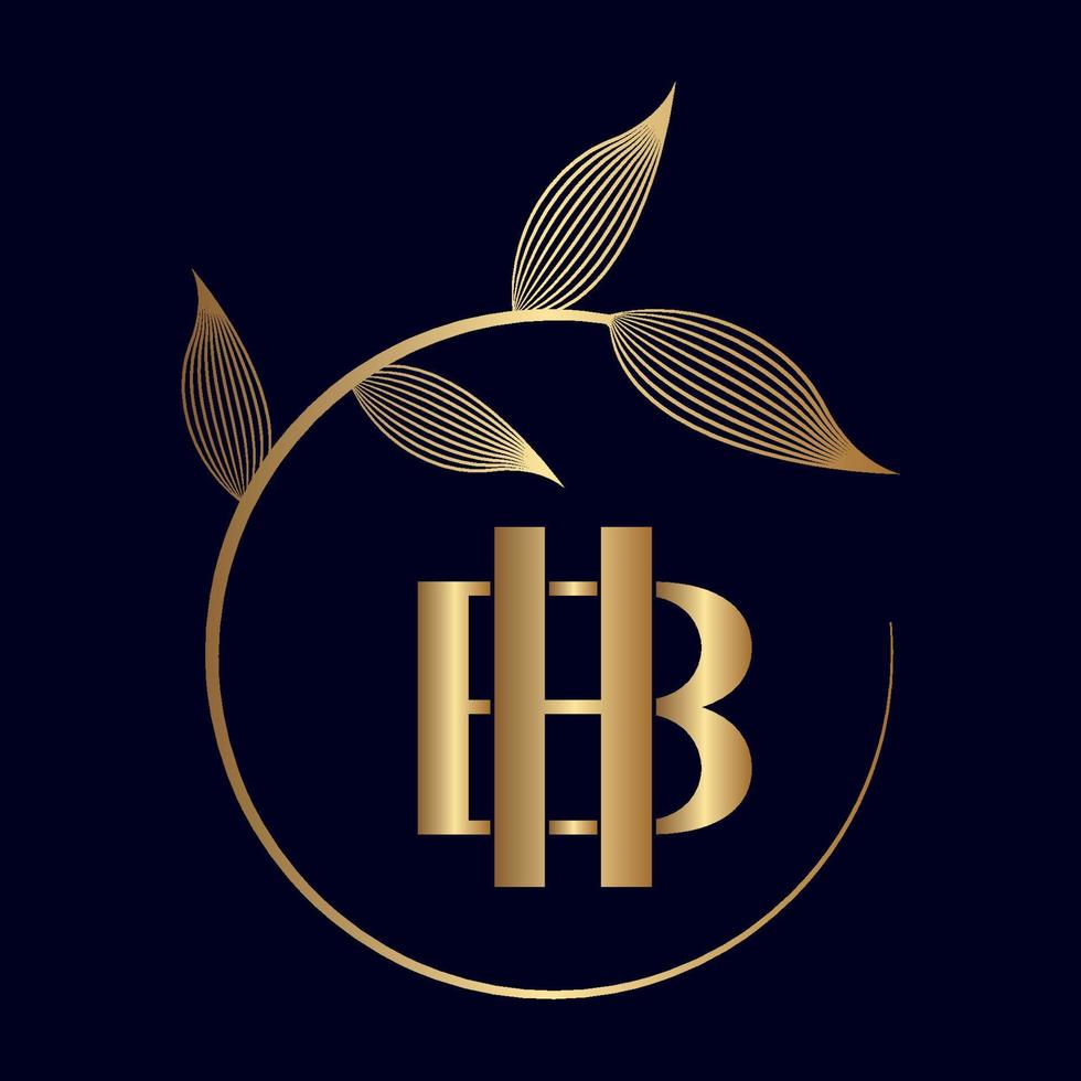 logotipo de hoja de lujo bh o hb vector