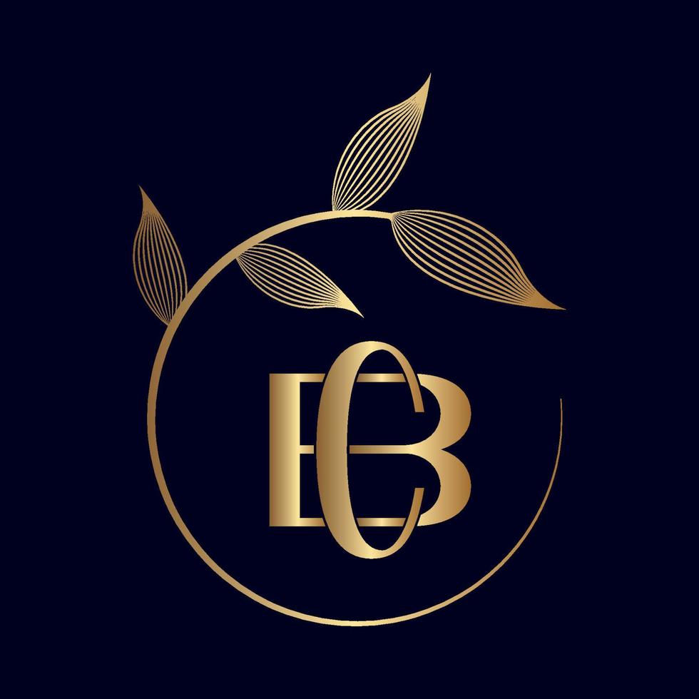 logotipo de hoja de lujo bc o cb vector