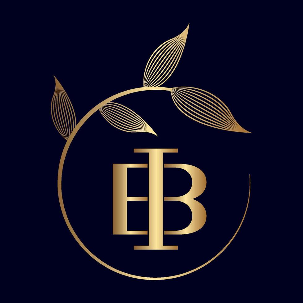 logotipo de hoja de lujo bi o ib vector
