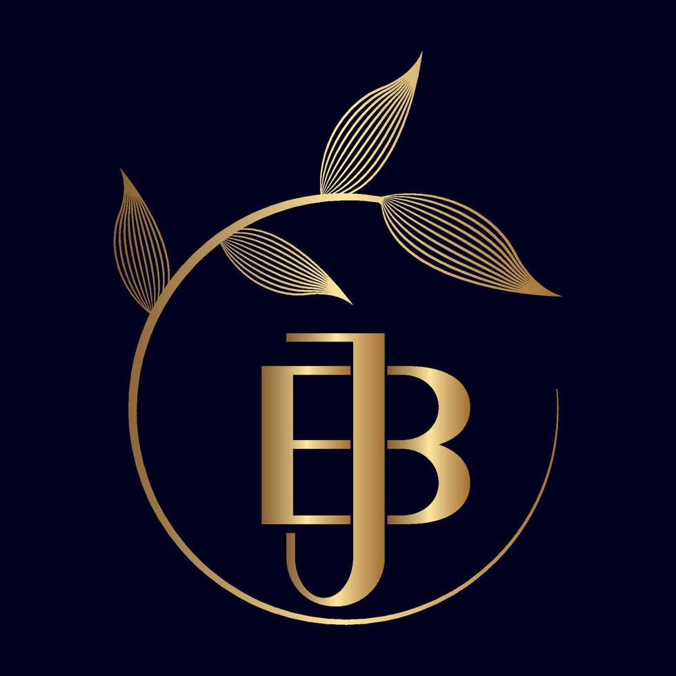 logotipo de hoja de lujo bj o jb vector