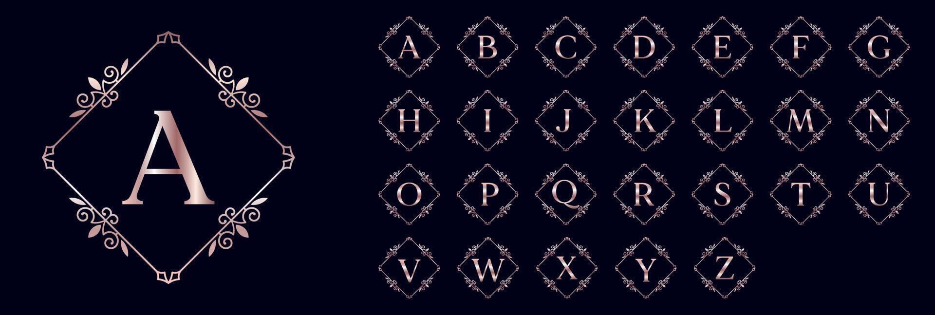 letras de diseño de logotipo de oro rosa vector