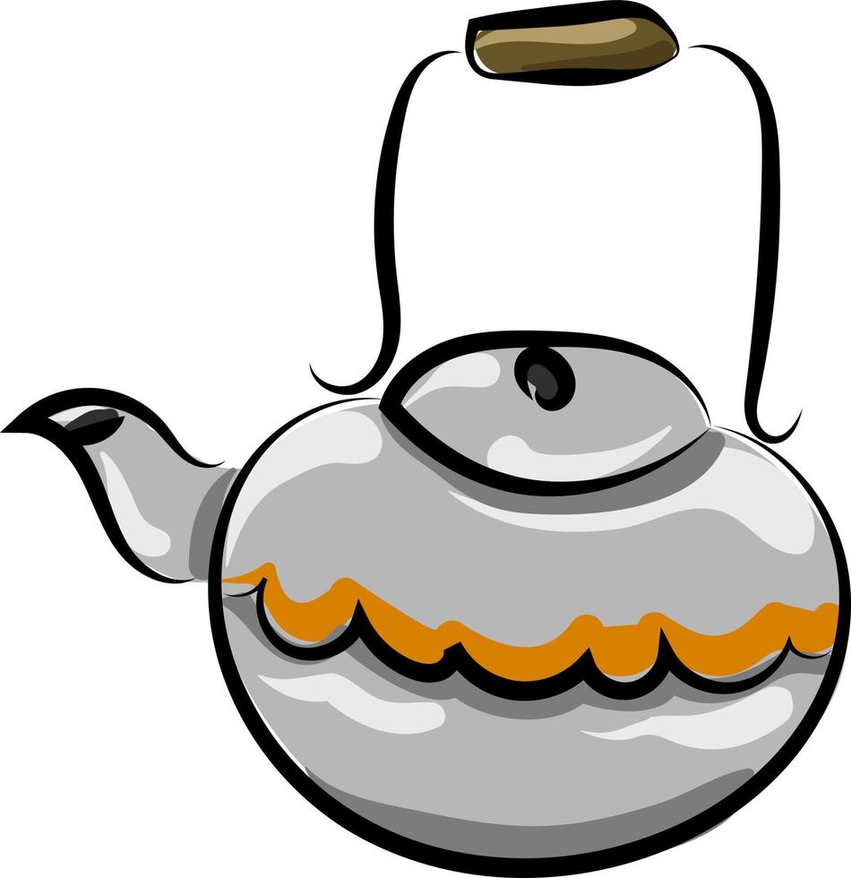 Teapot drawing, illustration, vector on white background.