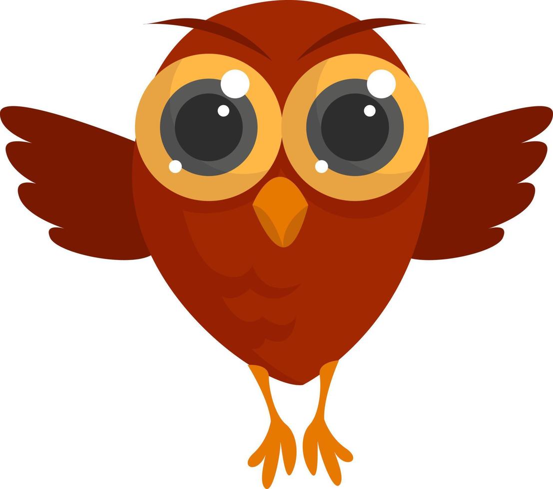 Flying red owl , illustration, vector on white background