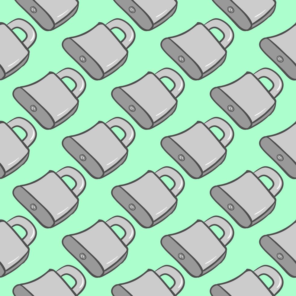 Metal locks, seamless pattern on green background. vector
