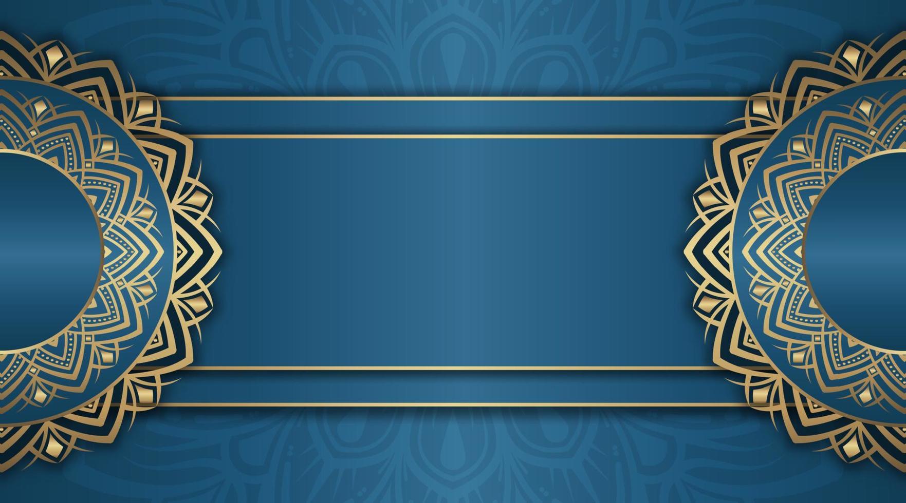 mandala background, blue and gold vector
