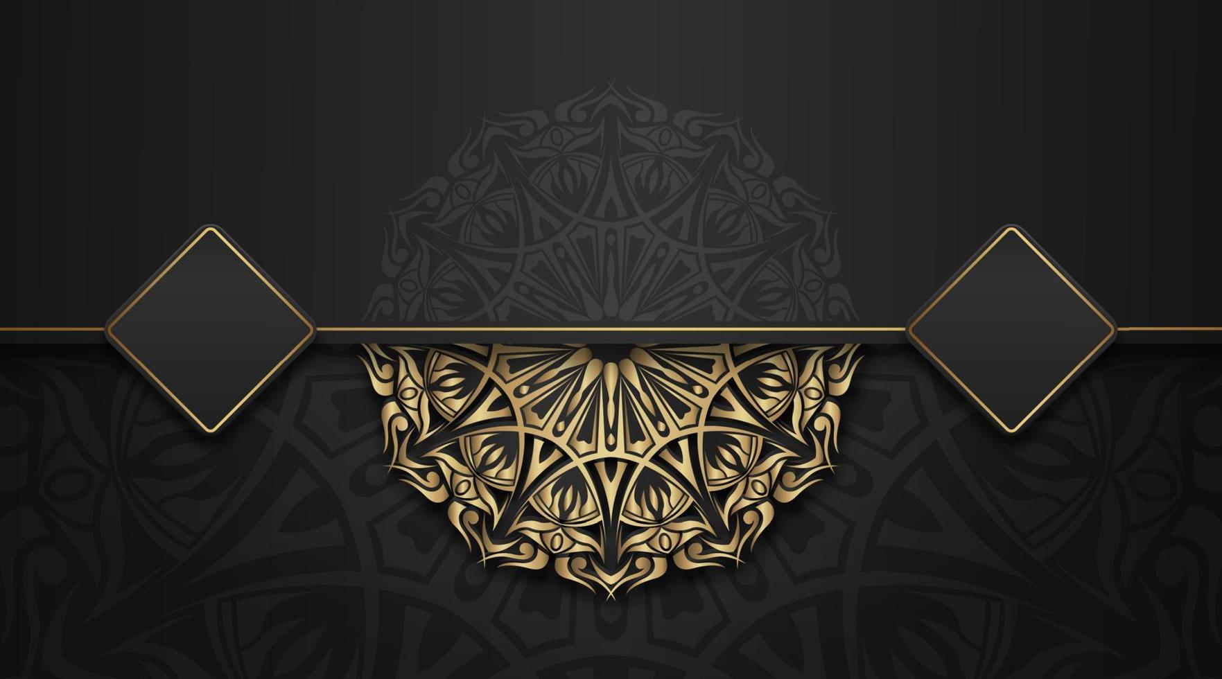 fondo de mandala, negro y dorado vector