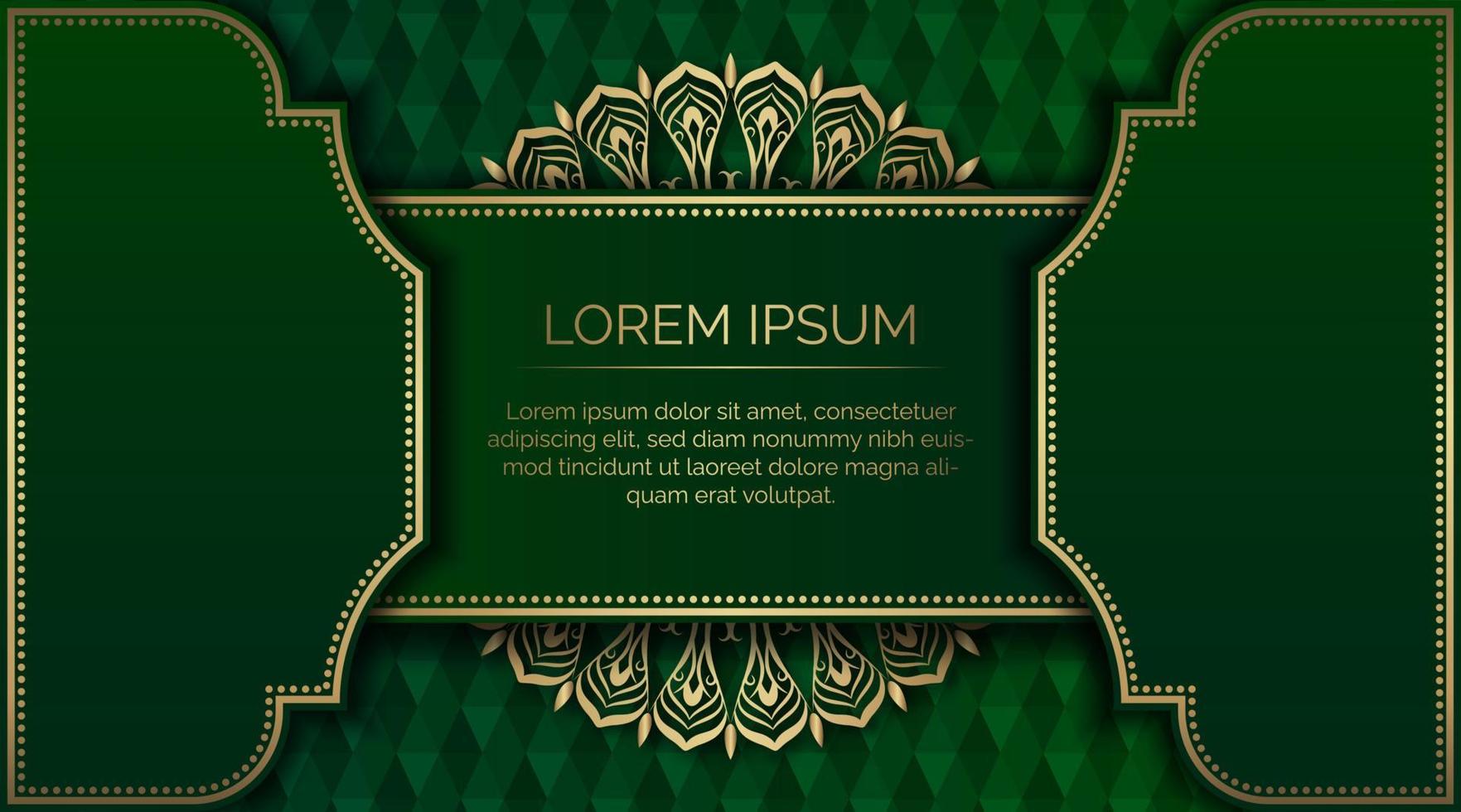 luxury mandala background, green and gold, design vector