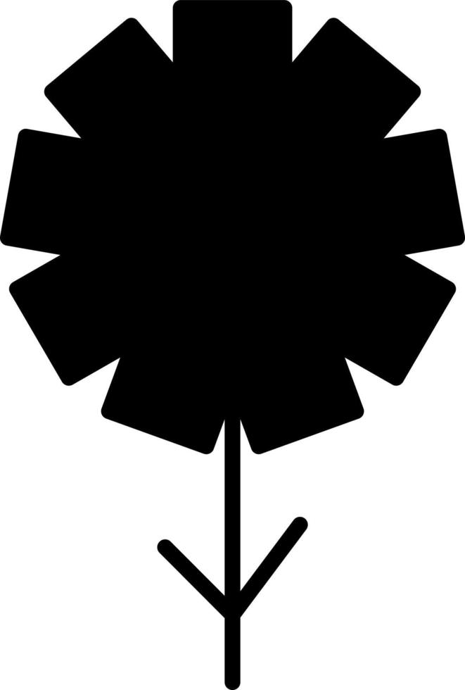Black bloom with nine petals, illustration, vector on white background.