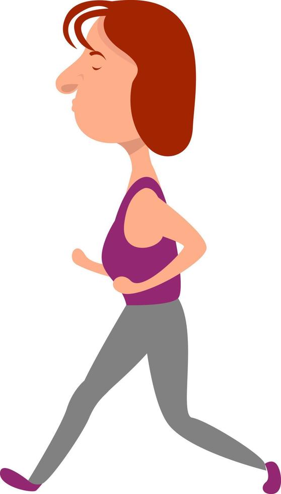 Girl doing morning running, illustration, vector on white background