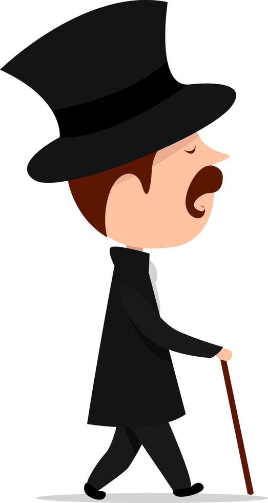 Man in black , illustration, vector on white background