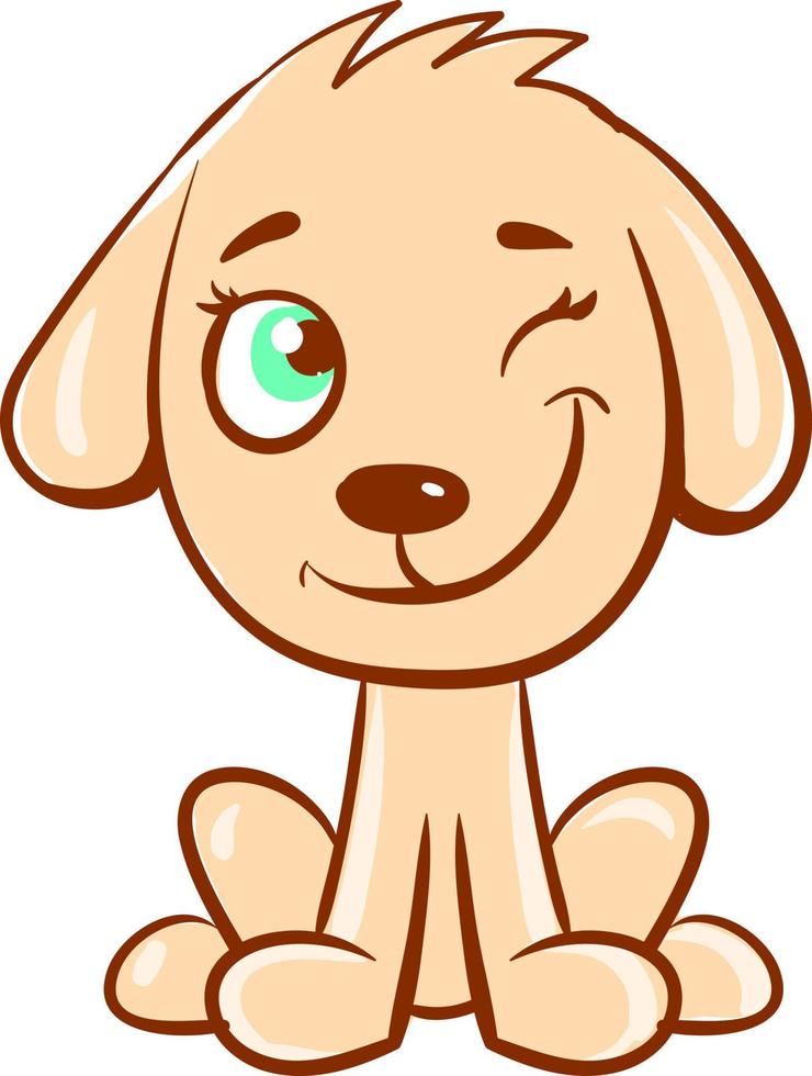 Winking dog, illustration, vector on white background