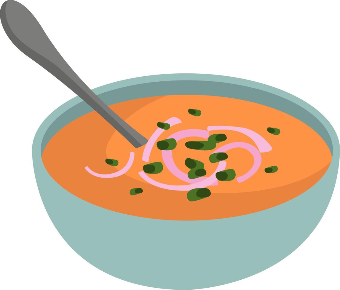 Soup with onions, illustration, vector on white background.
