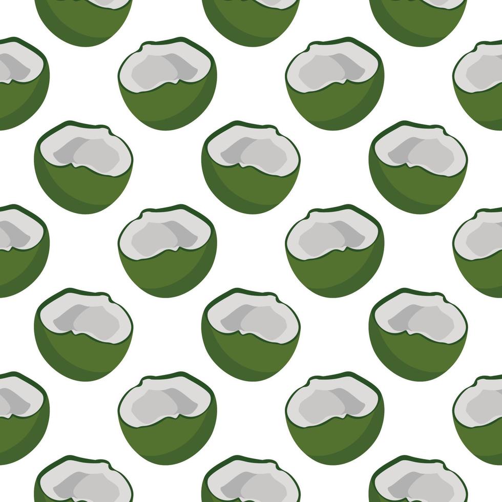 Dark green coconut ,seamless pattern on white background. vector