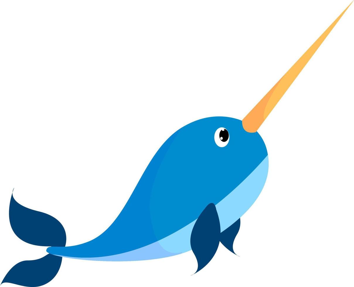 Narwhal, illustration, vector on white background.