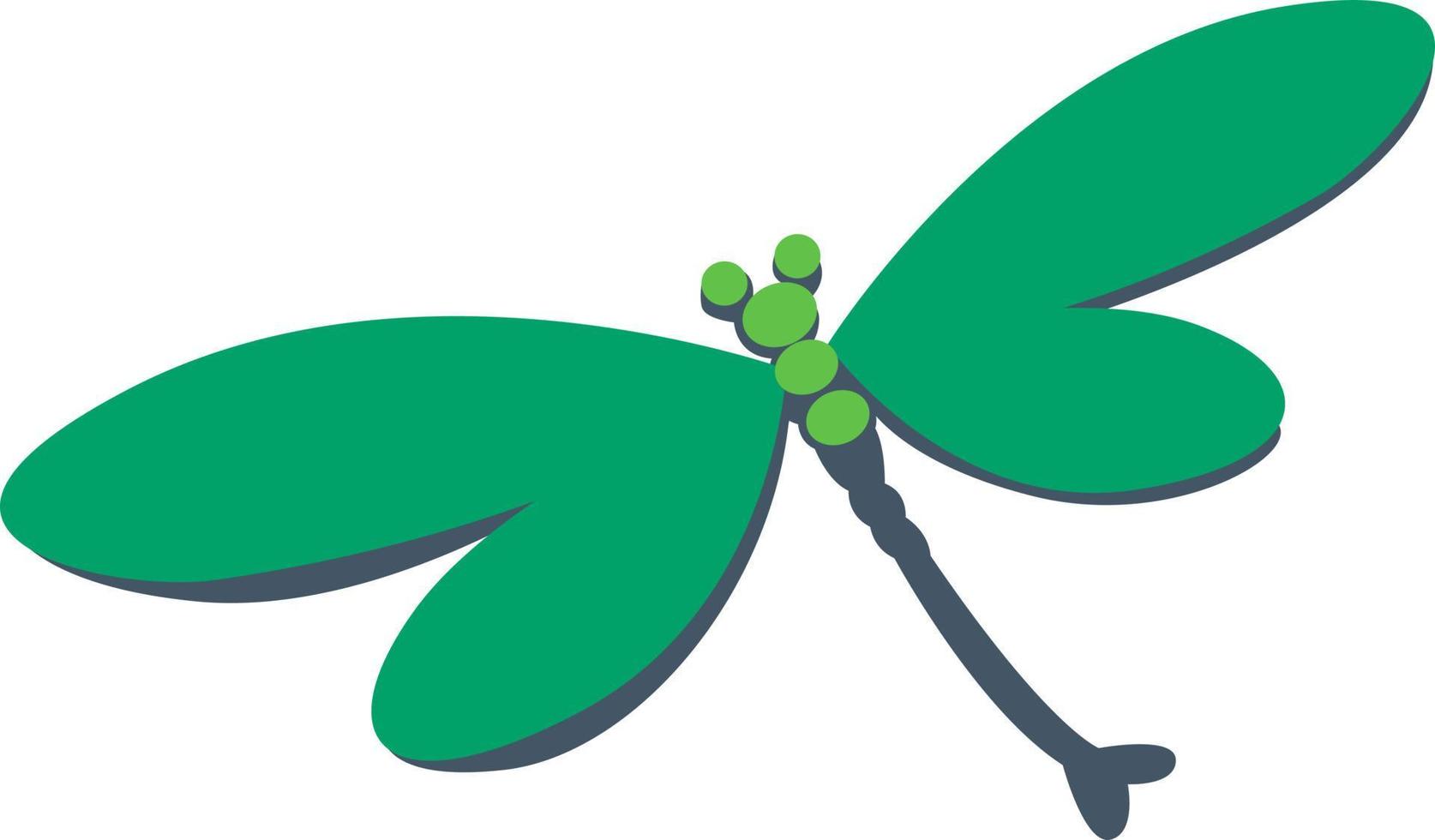 Green dragonfly, illustration, vector on white background.