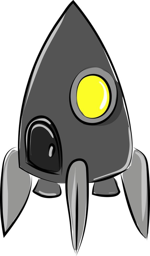 Silver spaceship, illustration, vector on white background.